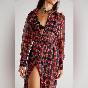 Free People Multicolor Plaid Jerra Shirt Dress